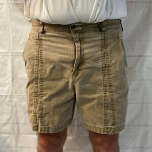 The Territory Ahead Canvas Elastic Waist Khaki Shorts Men’s Large (34-36W x 7L)